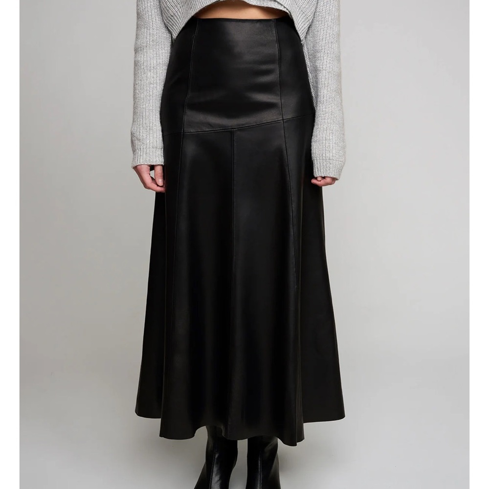Pixie Market Black Faux Leather Maxi Skirt